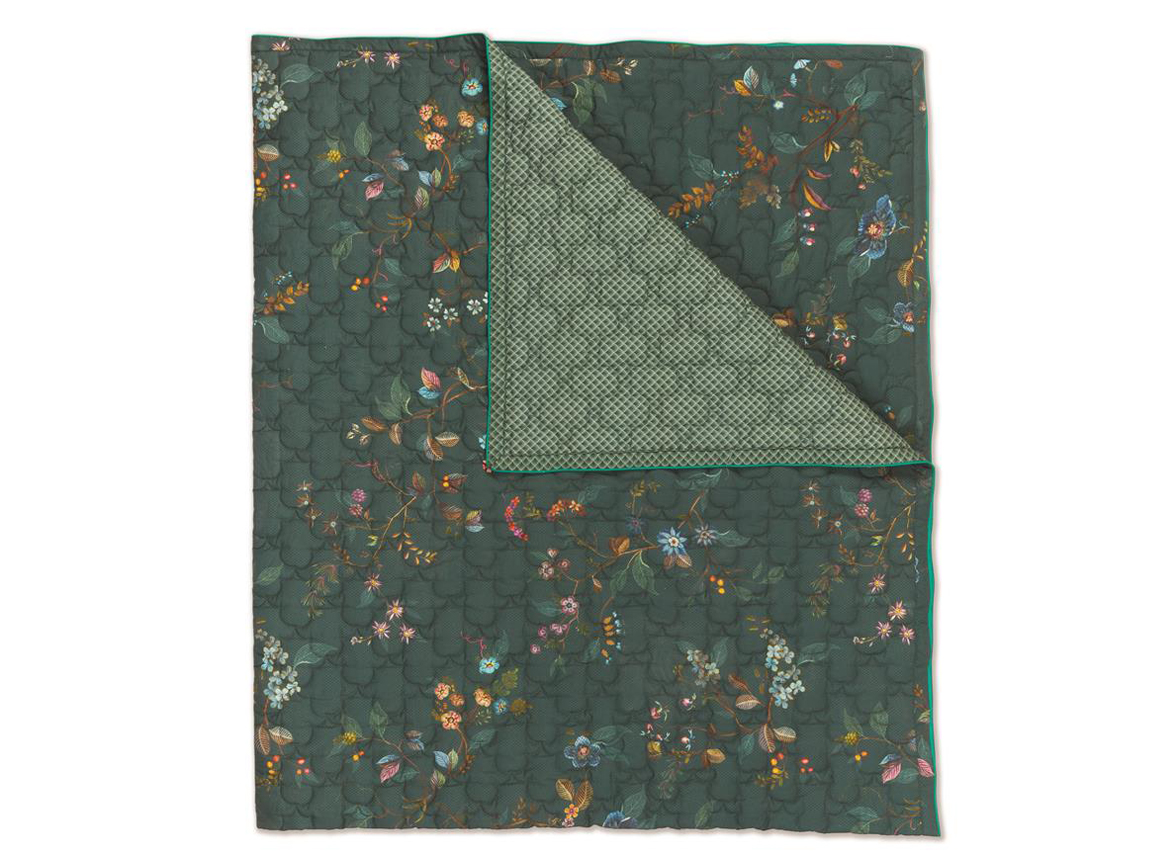 Pip Studio Kawai Flower dark green quilt - Morpheus Beddengoed